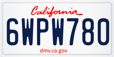 CA license plate 6WPW780