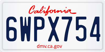 CA license plate 6WPX754