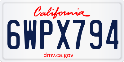 CA license plate 6WPX794