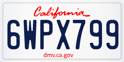 CA license plate 6WPX799