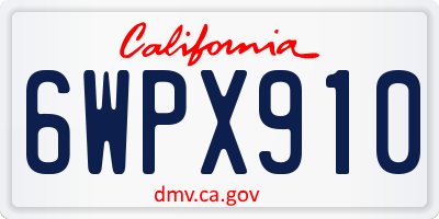 CA license plate 6WPX910