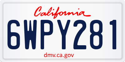 CA license plate 6WPY281
