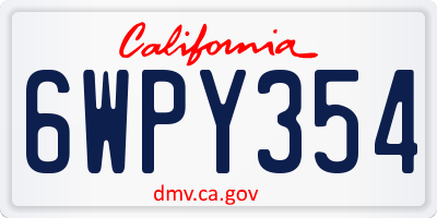 CA license plate 6WPY354