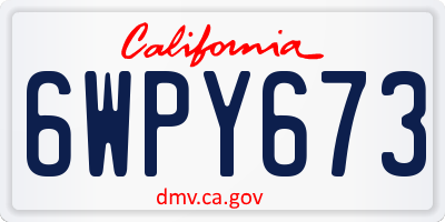CA license plate 6WPY673