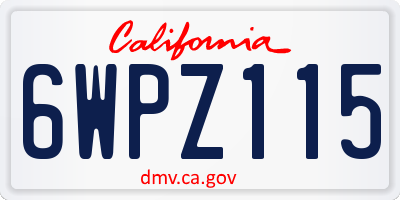 CA license plate 6WPZ115