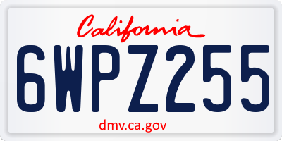 CA license plate 6WPZ255