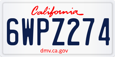 CA license plate 6WPZ274