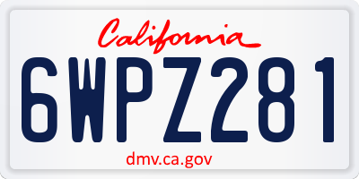 CA license plate 6WPZ281