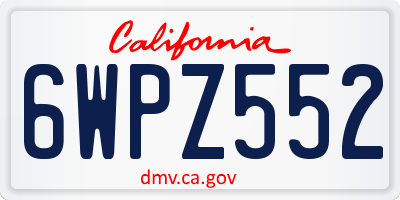 CA license plate 6WPZ552