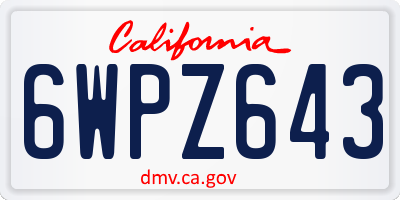 CA license plate 6WPZ643
