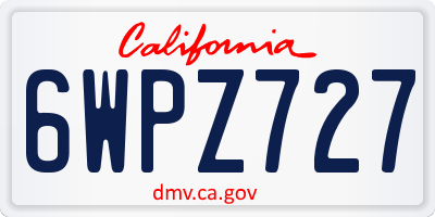 CA license plate 6WPZ727