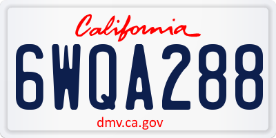 CA license plate 6WQA288