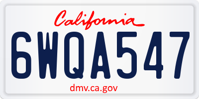 CA license plate 6WQA547