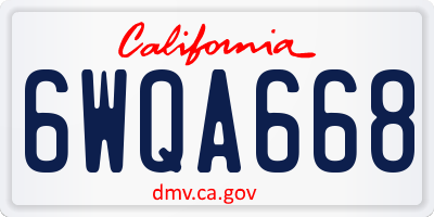 CA license plate 6WQA668