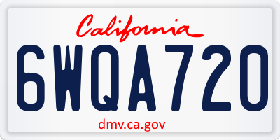 CA license plate 6WQA720