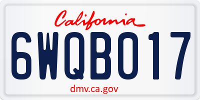 CA license plate 6WQB017