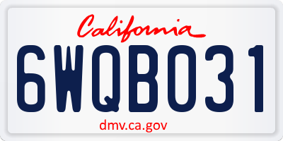CA license plate 6WQB031