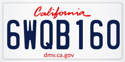 CA license plate 6WQB160