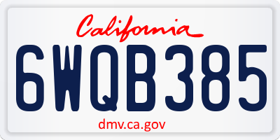CA license plate 6WQB385