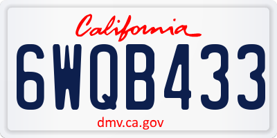 CA license plate 6WQB433
