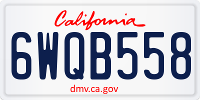 CA license plate 6WQB558