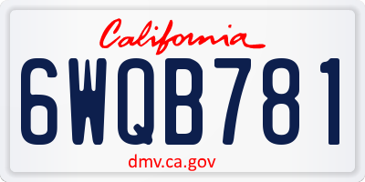 CA license plate 6WQB781