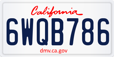 CA license plate 6WQB786