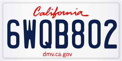 CA license plate 6WQB802