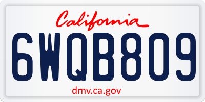 CA license plate 6WQB809