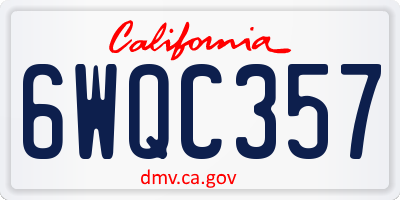 CA license plate 6WQC357