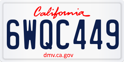 CA license plate 6WQC449
