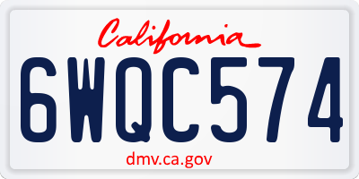 CA license plate 6WQC574