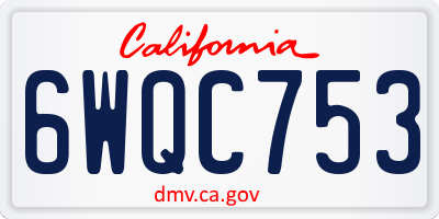 CA license plate 6WQC753