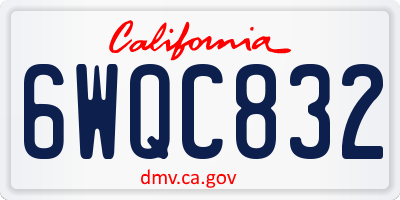 CA license plate 6WQC832