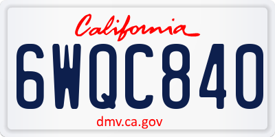 CA license plate 6WQC840