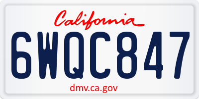 CA license plate 6WQC847