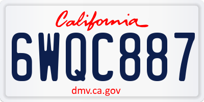CA license plate 6WQC887