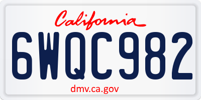 CA license plate 6WQC982