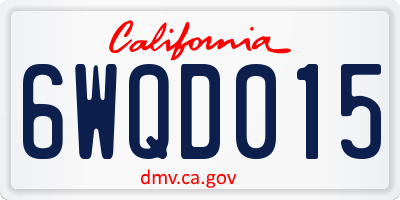 CA license plate 6WQD015