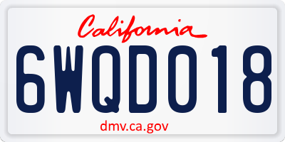 CA license plate 6WQD018