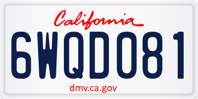 CA license plate 6WQD081