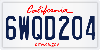 CA license plate 6WQD204