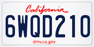 CA license plate 6WQD210