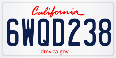 CA license plate 6WQD238