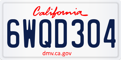 CA license plate 6WQD304