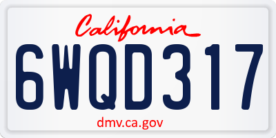 CA license plate 6WQD317