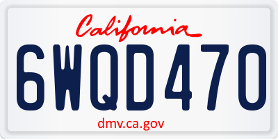 CA license plate 6WQD470