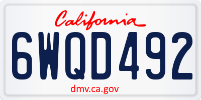 CA license plate 6WQD492