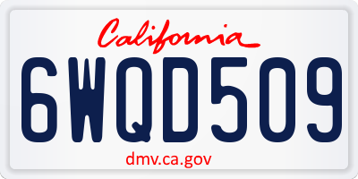 CA license plate 6WQD509