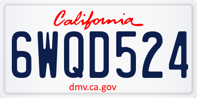 CA license plate 6WQD524